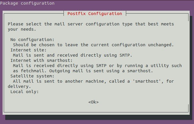 postfix package configuration