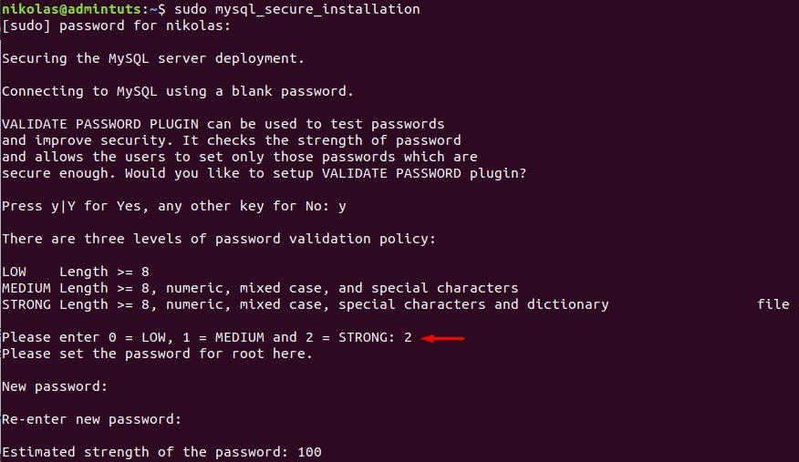 secure mysql installation with root password